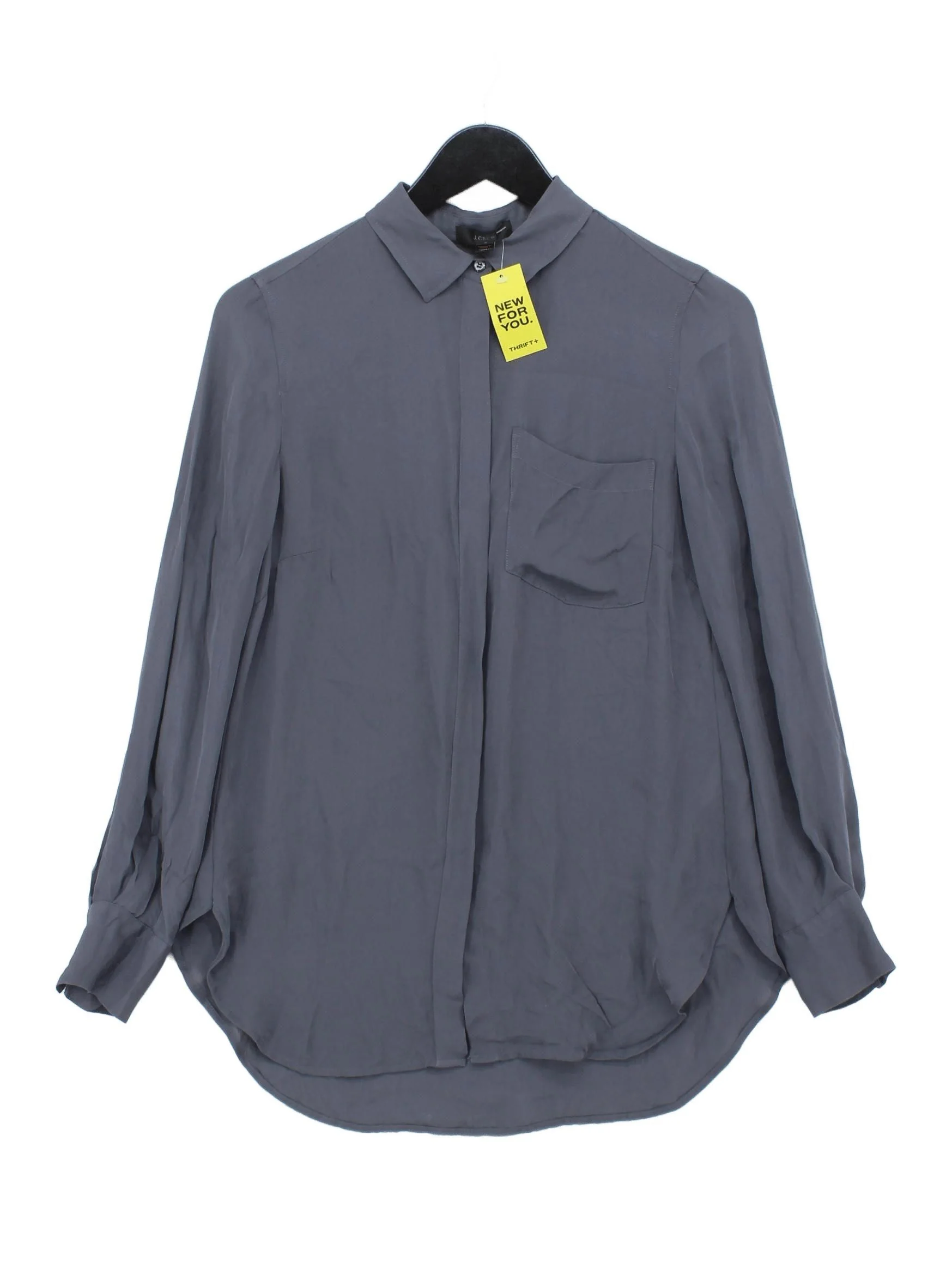 J. Crew Women's Shirt S Grey 100% Silk Long Sleeve Collared Basic
