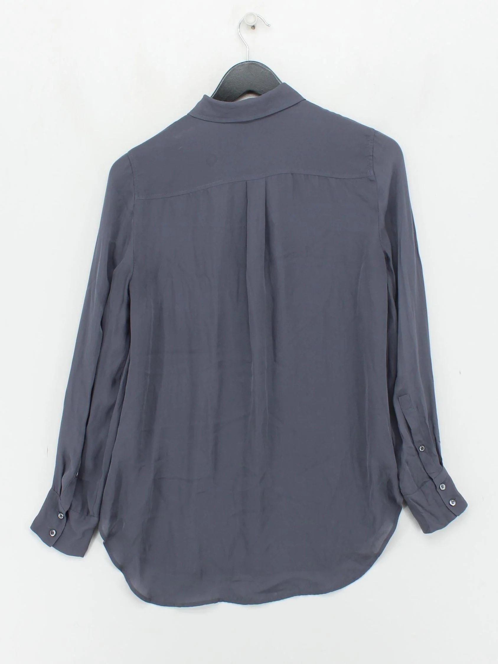 J. Crew Women's Shirt S Grey 100% Silk Long Sleeve Collared Basic - Image 2