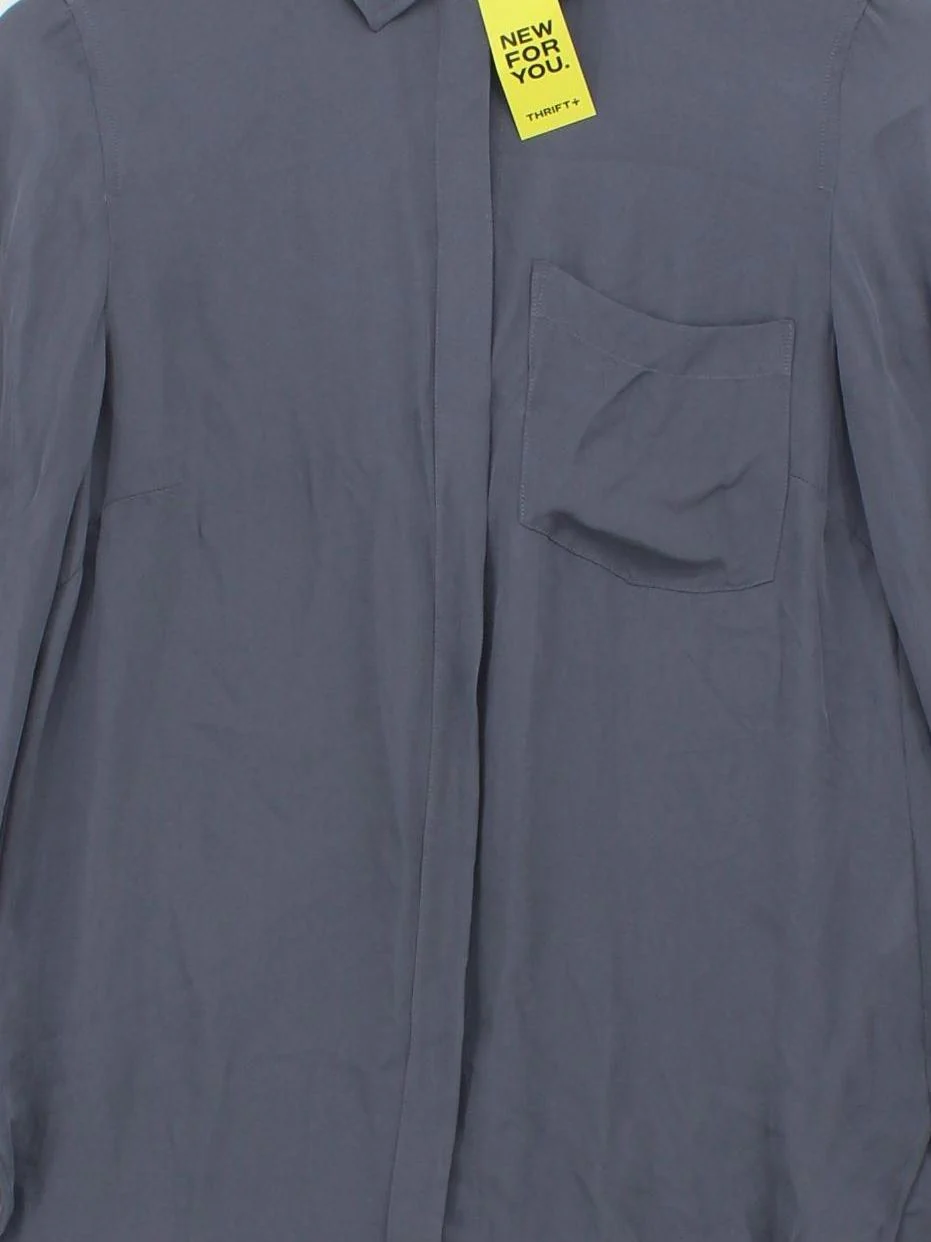 J. Crew Women's Shirt S Grey 100% Silk Long Sleeve Collared Basic - Image 3