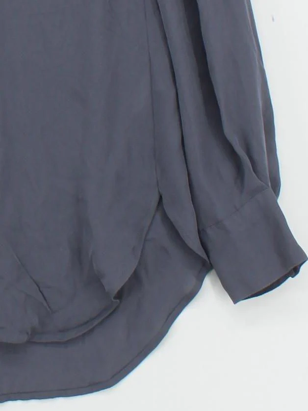 J. Crew Women's Shirt S Grey 100% Silk Long Sleeve Collared Basic - Image 4