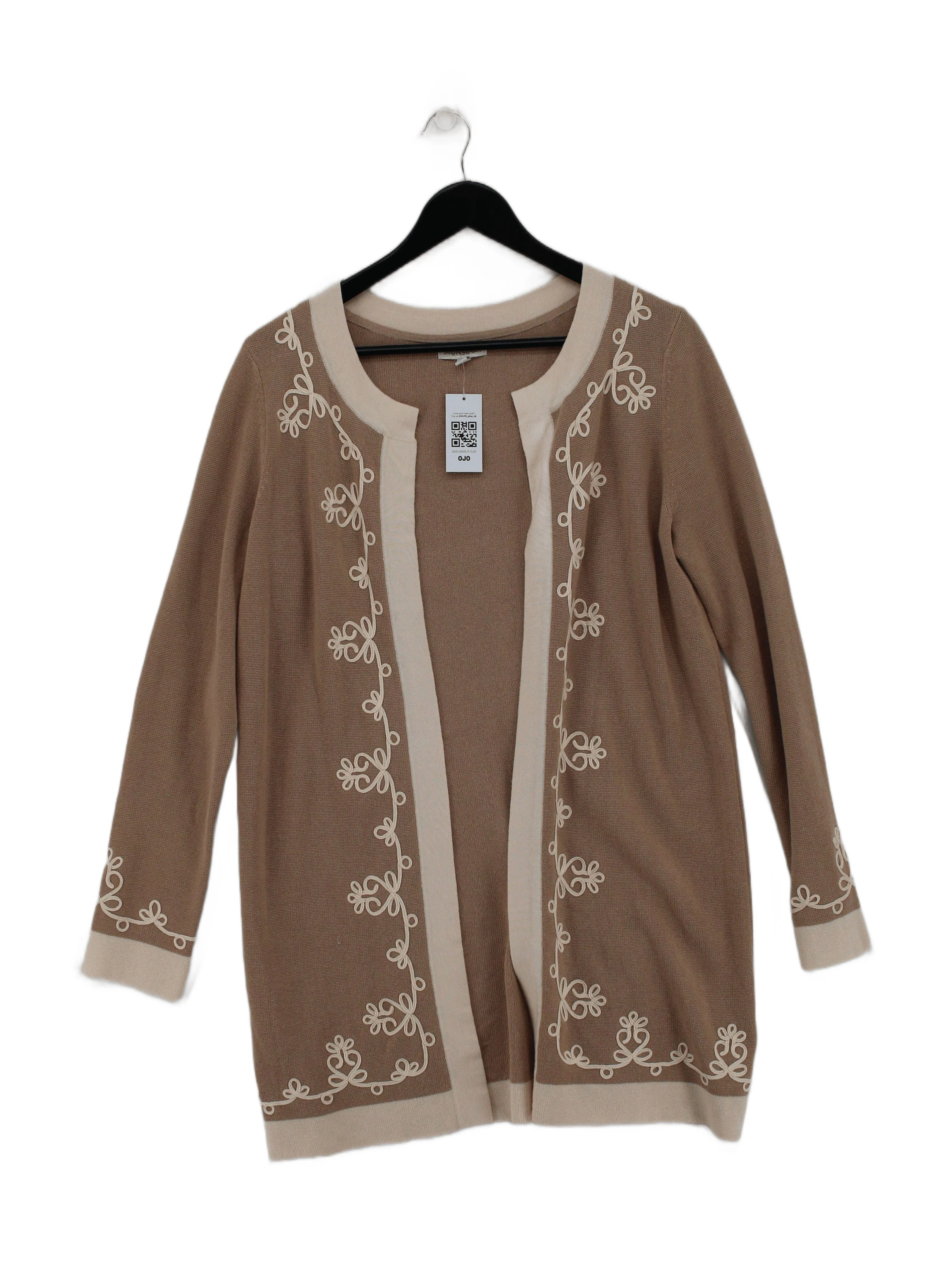 Monsoon Women's Cardigan S Brown Floral 100% Other Round Neck Cardigan