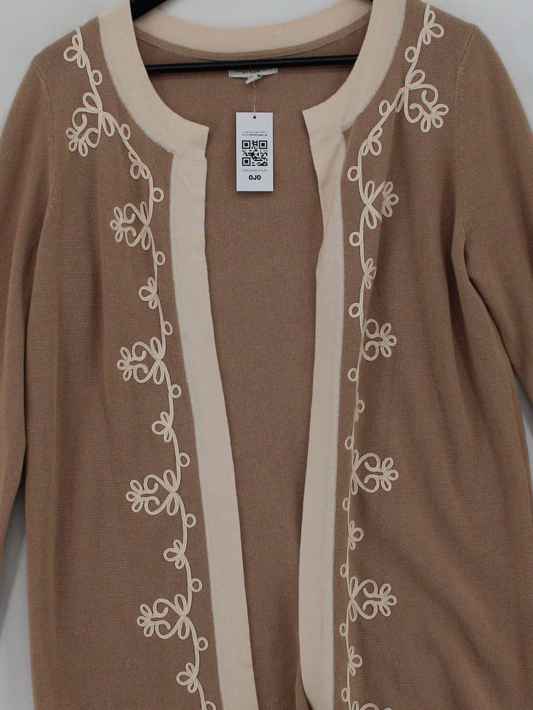 Monsoon Women's Cardigan S Brown Floral 100% Other Round Neck Cardigan - Image 3