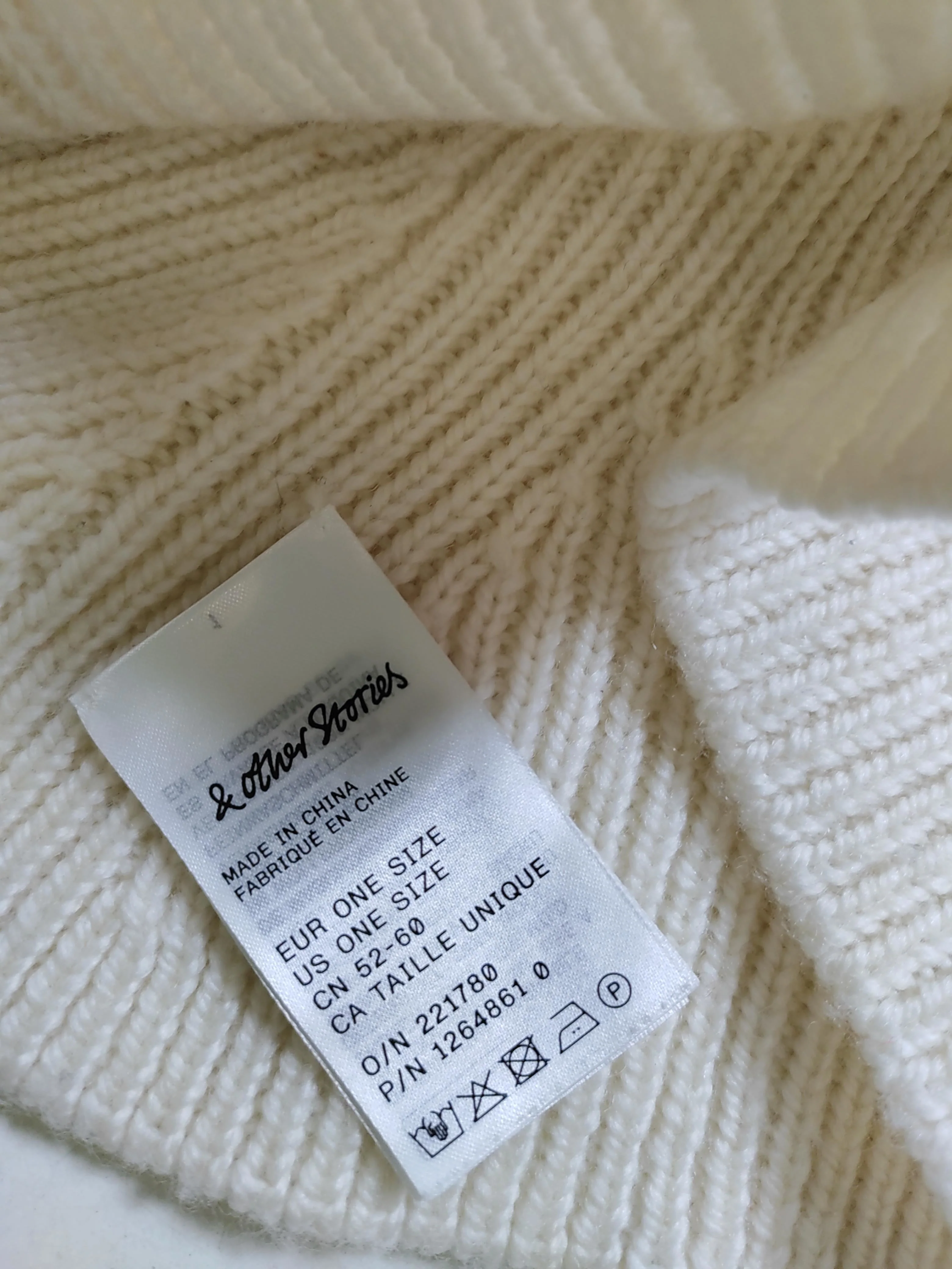 & Other Stories Women's Hat M Cream 100% Wool Balaclava - Image 5